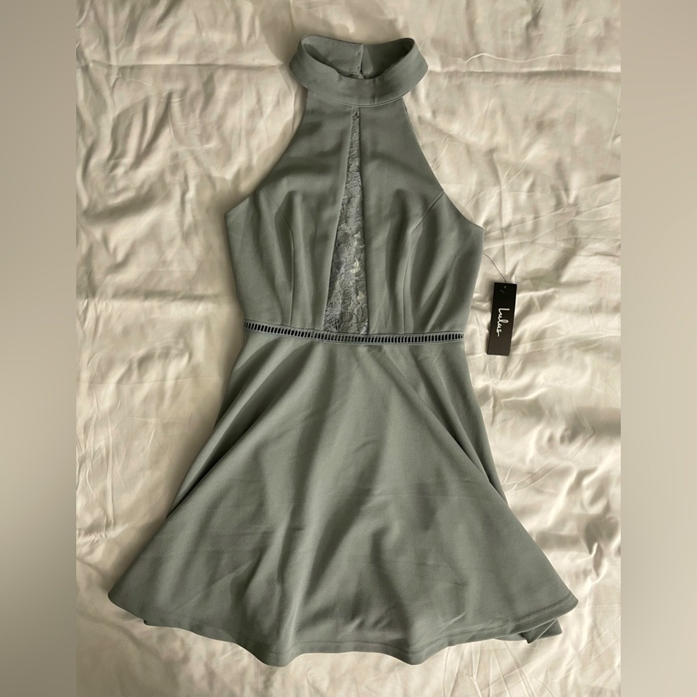 NWT Lulu’s Dusty Blue Skater Dress Size Medium